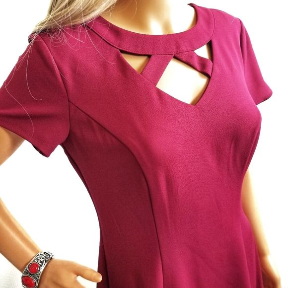 APT 9 Cutwork Fit and Flare Dress short sleeves - Picture 3 of 7